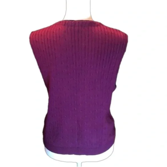 EASTBROOK Clothing Company Maroon w/ Black Trim Button Down Sweater Vest, Size M - Picture 4 of 8